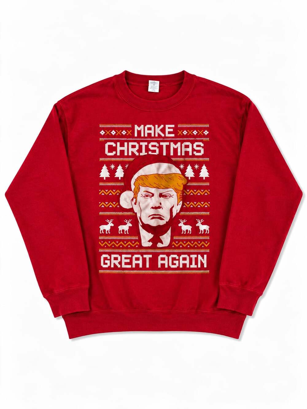 Gildan Make Christmas Great Again Trump Sweatshirt Size M Red